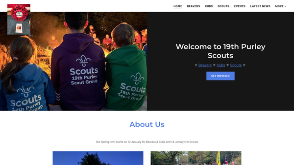 Screenshot of the 19th Purley (Riddlesdown) Scout Group website