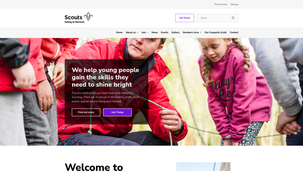 Screenshot of the Ealing And Hanwell District Scout Council website
