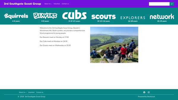 Screenshot of the 3rd Southgate (St Paul's Winchmore Hill) Scout Group website