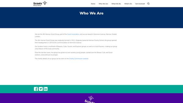 Screenshot of the 4th Harrow (County School) Boy Scout Group website