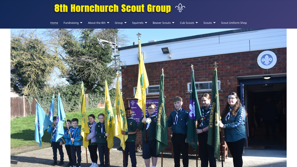 Screenshot of the 8th Hornchurch(st Andrew's) Scout Group website
