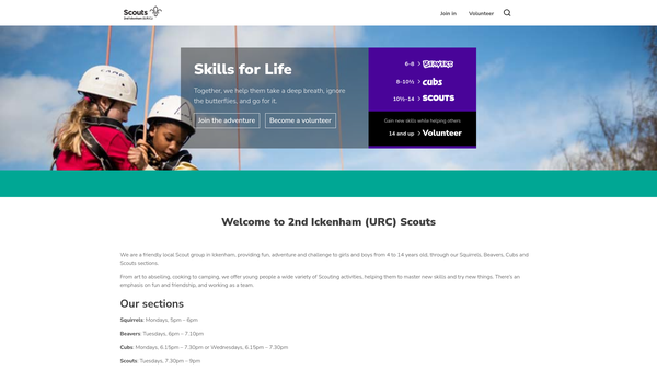Screenshot of the 2nd Ickenham (U.r.c.) Scout Group website