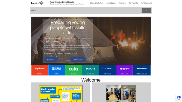 Screenshot of the Royal Kingston District Scout Council website