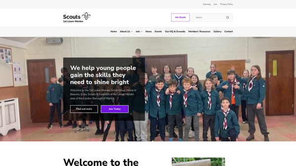 Screenshot of the 1st Lower Morden Scout Group website