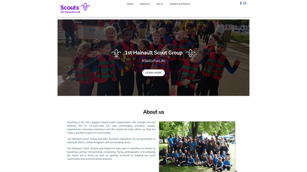 Screenshot of the 1st Hainault Scout Group website