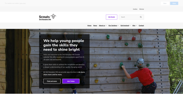 Screenshot of the 3rd Hampton Hill (St James) Scouts website