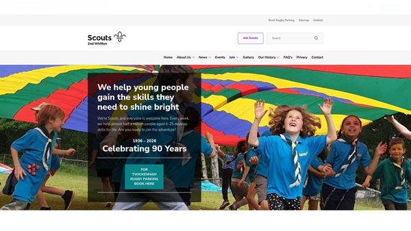 Screenshot of the 2nd Whitton Scout Group website