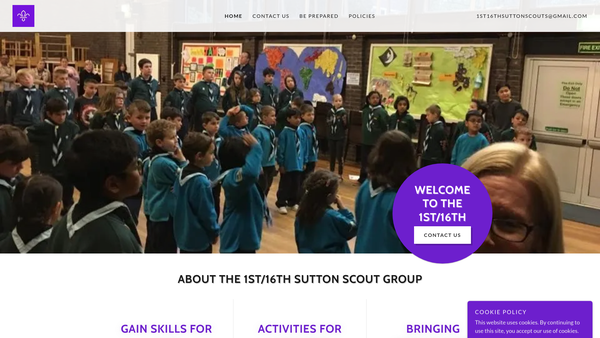 Screenshot of the 1st/16th Sutton Scout Group website