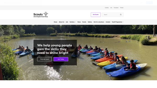 Screenshot of the 23rd Chingford Scout Group website