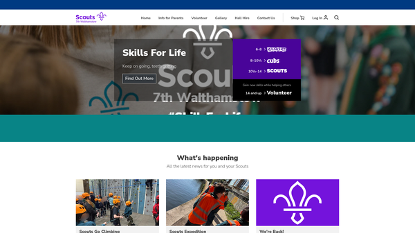 Screenshot of the 7th Walthamstow Scout Group website