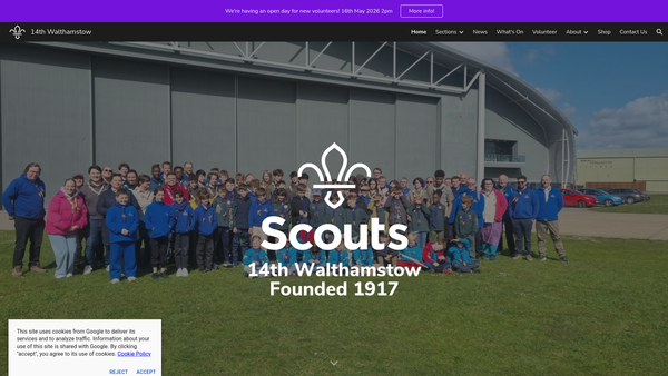Screenshot of the 14th Walthamstow Scout Group website