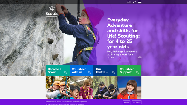 Screenshot of the Greater London South County Scout Council website