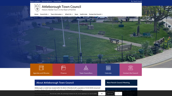 Screenshot of the Attleborough Recreation Ground website