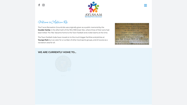 Screenshot of the Aylsham Recreation Ground website