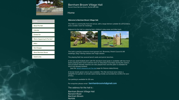 Screenshot of the Barnham Broom Village Hall And Recreation Ground website