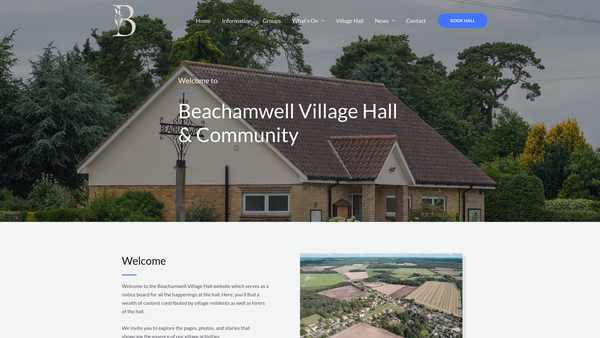 Screenshot of the Village Hall Beachamwell website