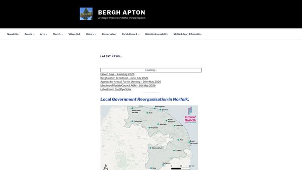 Screenshot of the Village Hall Bergh Apton website