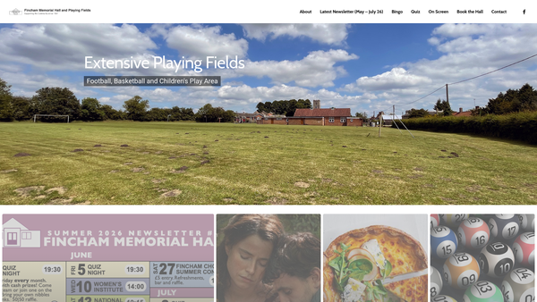Screenshot of the Fincham Memorial Hall And Playing Fields website