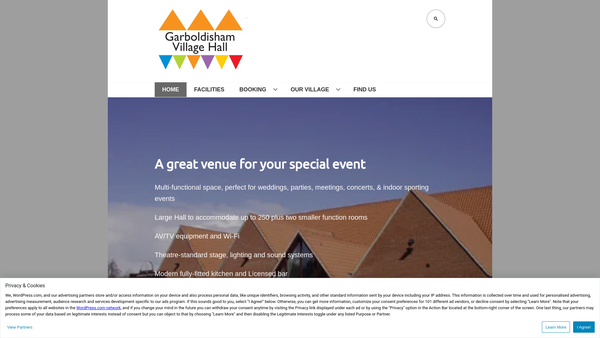 Screenshot of the Garboldisham Village Hall website