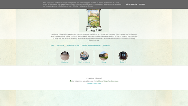 Screenshot of the Haddiscoe Village Hall website