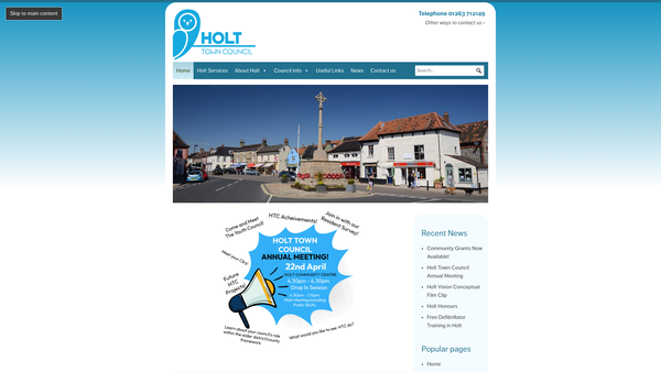 Screenshot of the King George's Field, Holt website