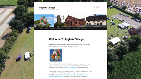 Screenshot of the Ingham Village Hall website