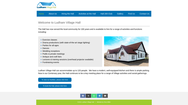 Screenshot of the Village Hall And Playing Fields website