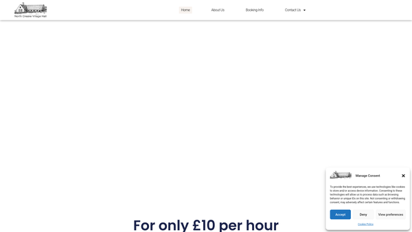 Screenshot of the Village Hall website