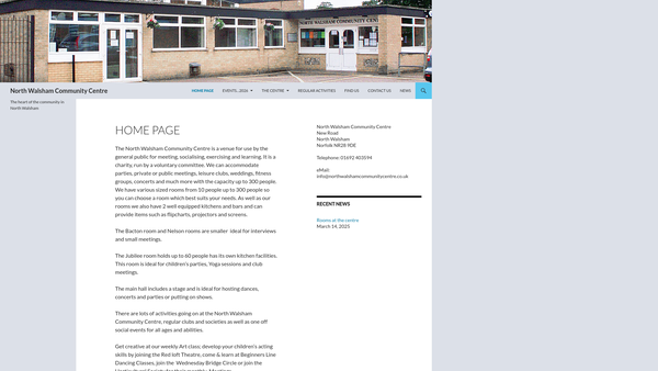 Screenshot of the North Walsham Community Association website