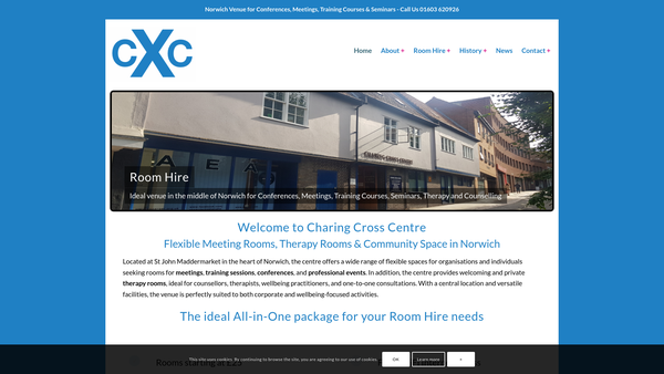 Screenshot of the The Charing Cross Centre website