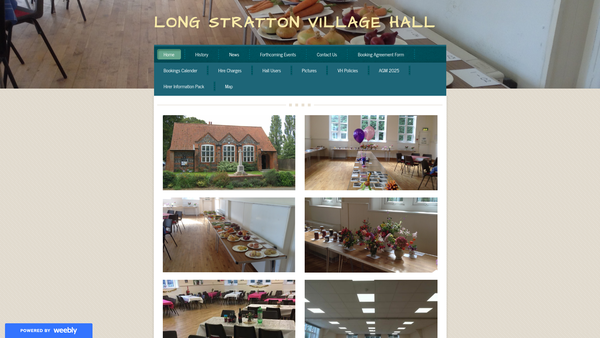 Screenshot of the Long Stratton Village Hall website