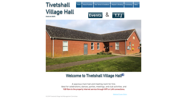 Screenshot of the Village Hall Tivetshall website