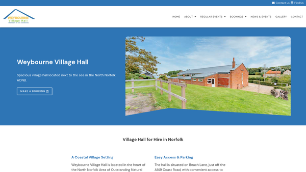 Screenshot of the Weybourne Village Hall website