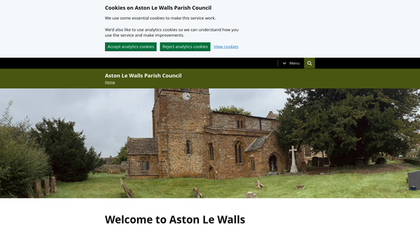 Screenshot of the Aston Le Walls Village Hall website