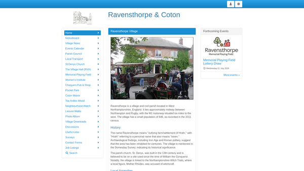 Screenshot of the Ravensthorpe Memorial Playing Fields website