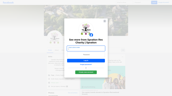 Screenshot of the Spratton Recreation Field website