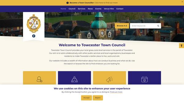 Screenshot of the The Towcester Community Centre Trust website