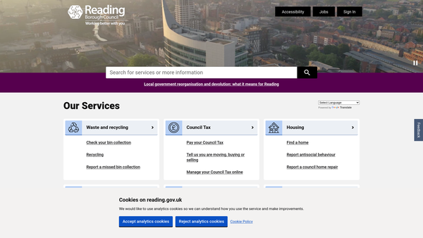 Screenshot of the Recreation Ground Charity website