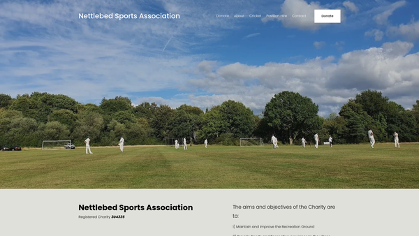 Screenshot of the Nettlebed Sports Association website