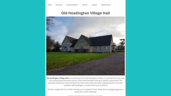 Screenshot of the Old Headington Village Hall website