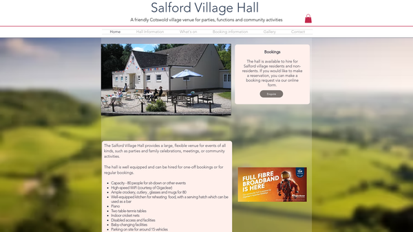 Screenshot of the Salford Village Hall website