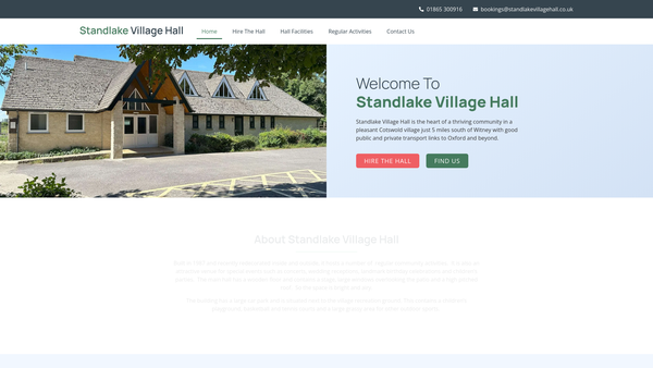 Screenshot of the Village Hall - Standlake website