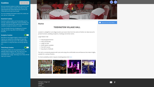 Screenshot of the Tiddington Village Hall And Playing Field Fund website