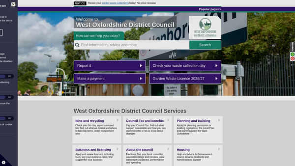 Screenshot of the Woodstock And District Swimming Pool website