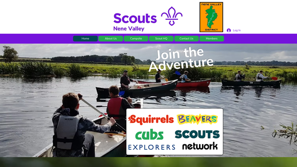 Screenshot of the Nene Valley District Scout Council website