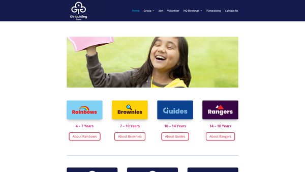 Screenshot of the Thame District Girl Guides Association website