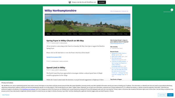 Screenshot of the The Wilby Playing Fields Trust website