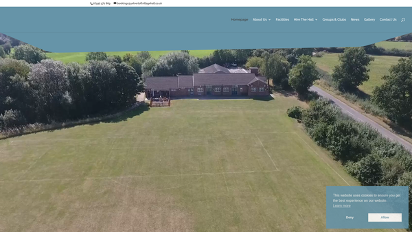 Screenshot of the Yelvertoft Village Hall website