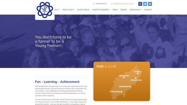 Screenshot of the Northampton Town And County Federation Of Young Farmers Clubs website
