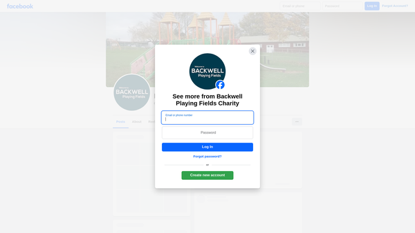 Screenshot of the Backwell Playing Fields website